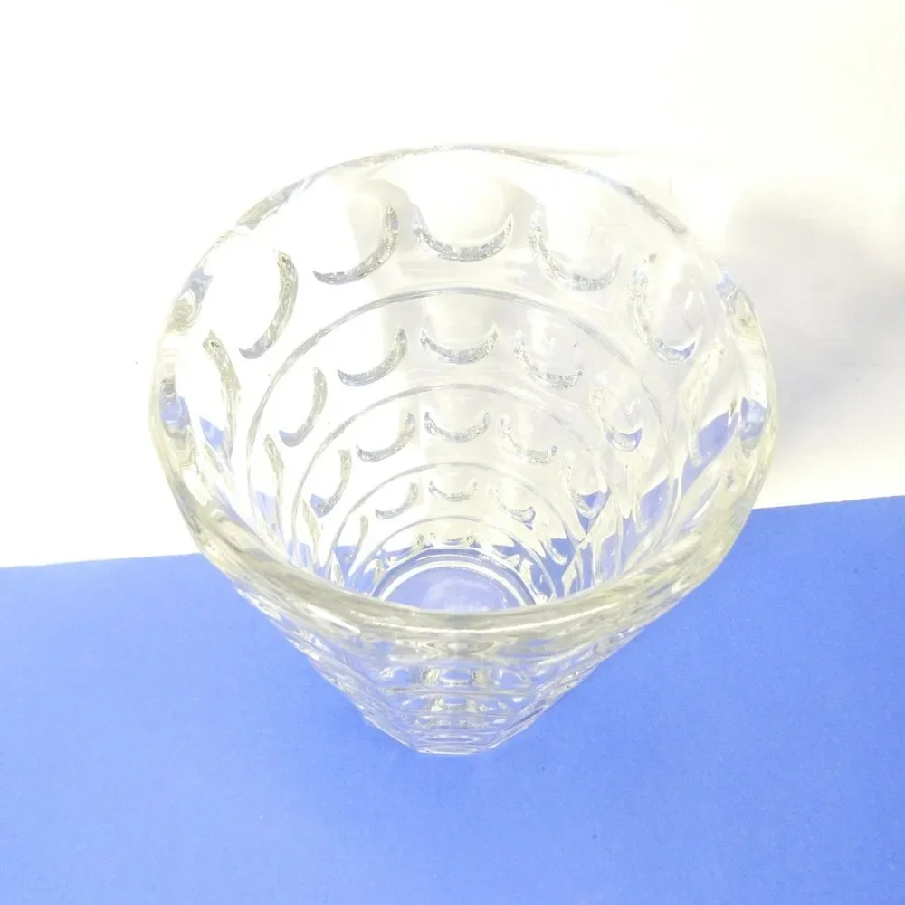 Sklo Union Vase 1960s MCM Lens Clear Glass 8